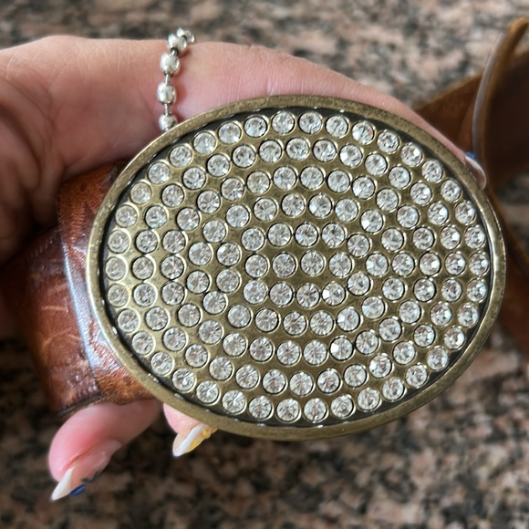 Vintage Gap Brown Leather Belt with Sparkling Buckle